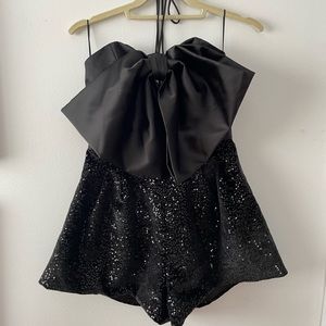 Bow Trimmed Sequin Jumpsuit
